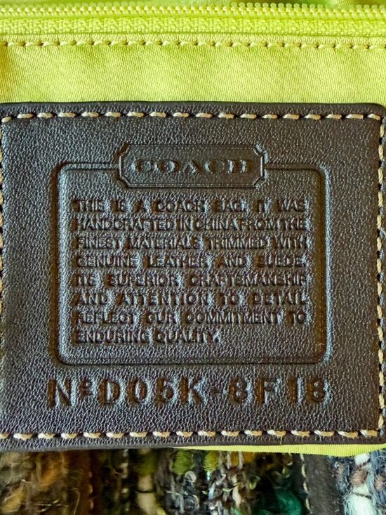 Coach Y2K Green Chelsea Tweed Brown Suede Shoulder Bag 8F18 - Picture 11 of 12